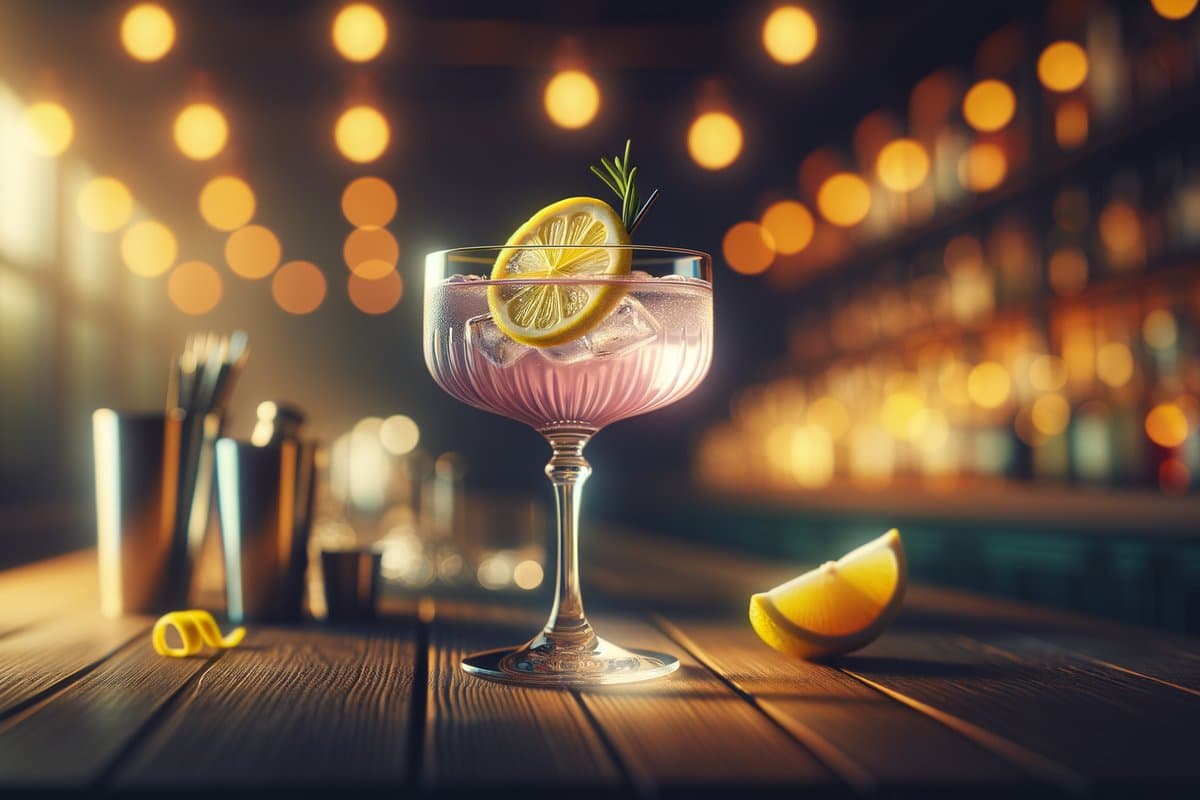 Bee's Knees cocktail - gin-based served in coupe glass with lemon twist