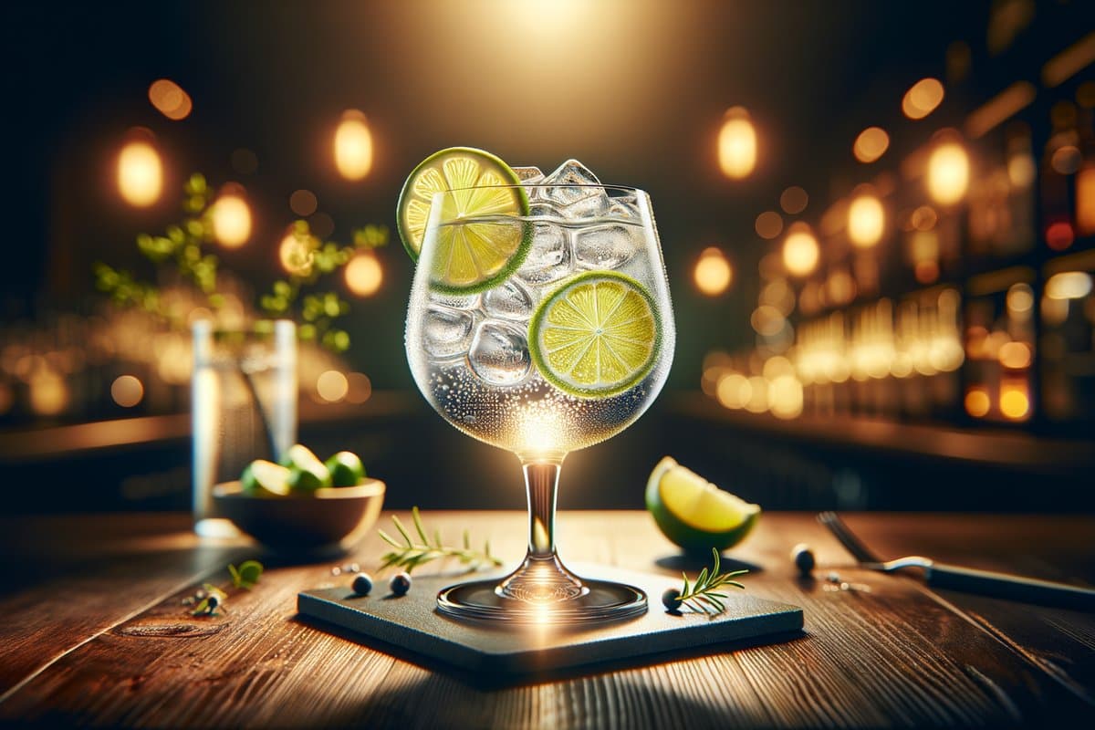 Gin and Tonic cocktail - gin-based served in highball glass with lime wedge