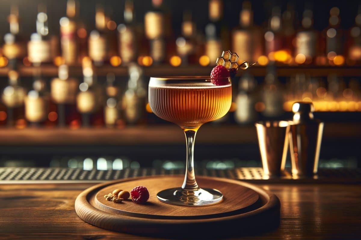 Stinger cocktail - brandy-based served in coupe glass with none