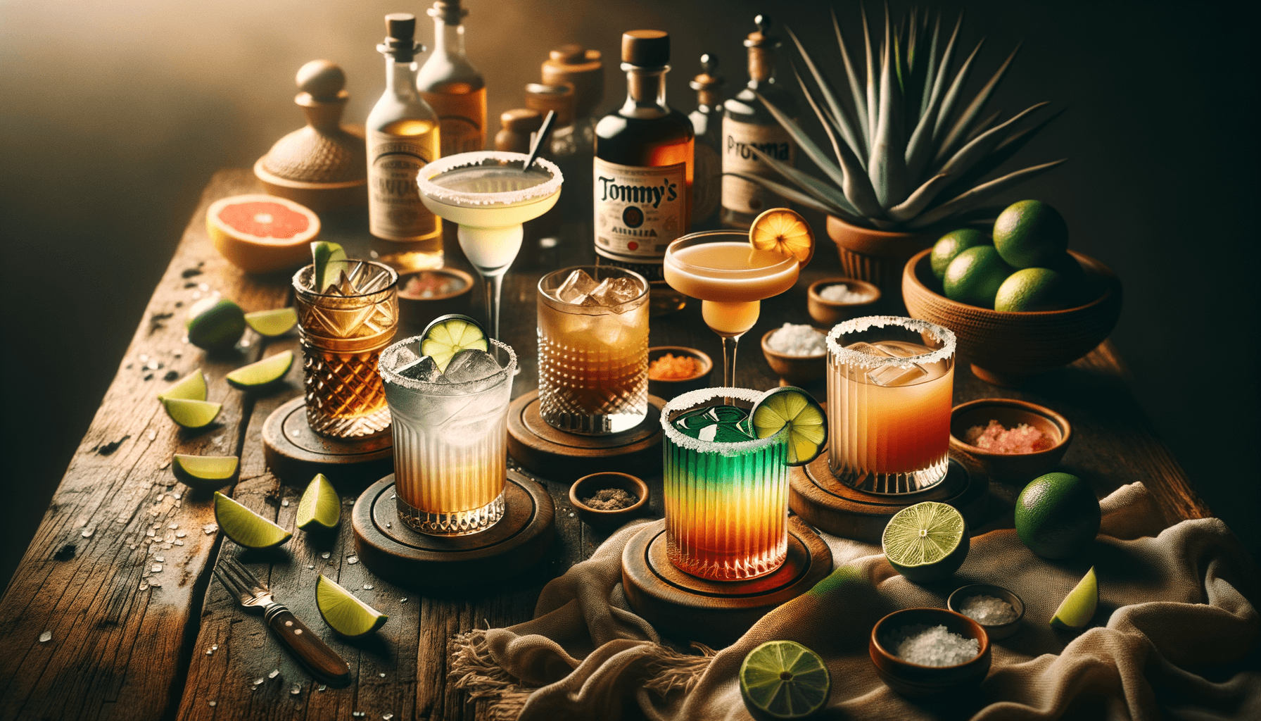 Tequila cocktails - collection of classic tequila-based drinks including signature serves and garnishes