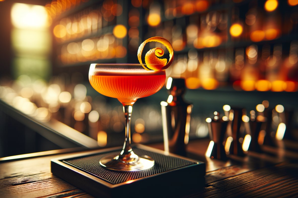 Chrysanthemum cocktail - other-based served in Coupe with Orange twist