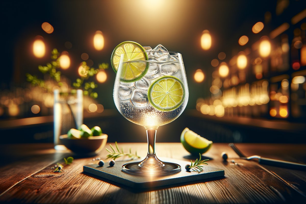 Gin and Tonic cocktail - gin-based served in highball glass with lime wedge