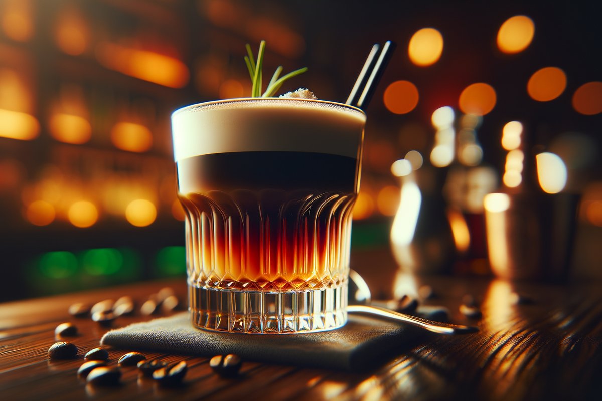 Irish Coffee cocktail - whiskey-based served in Irish coffee glass with none