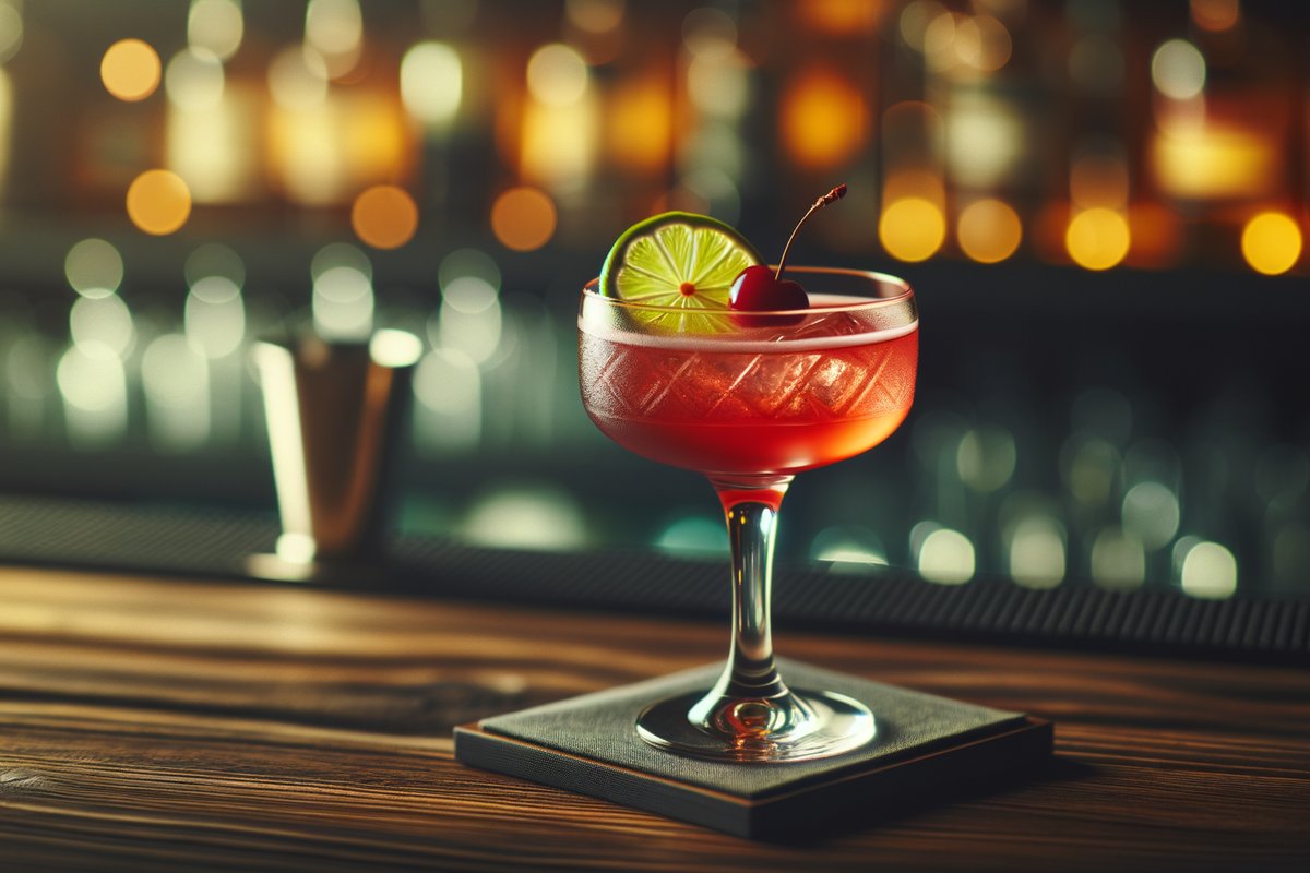 Last Word cocktail - gin-based served in coupe glass with lime wheel or cherry