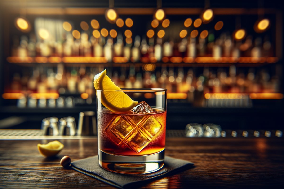 Sazerac cocktail - whiskey-based served in rocks glass with lemon peel