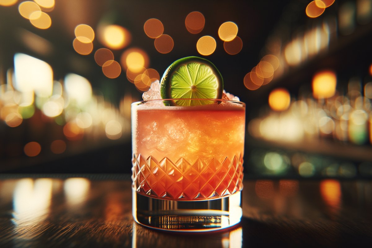 Ti' Punch cocktail - rum-based served in rocks glass with lime disc