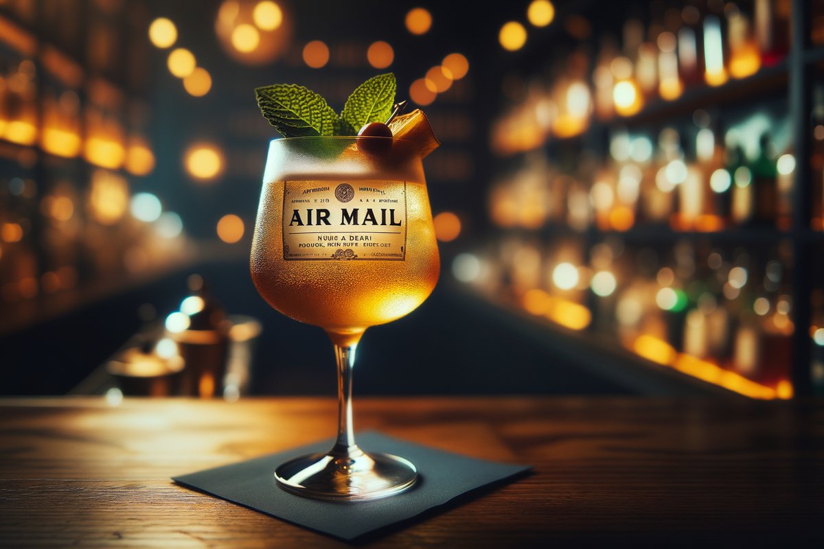 Air Mail cocktail - rum-based served in Champagne flute