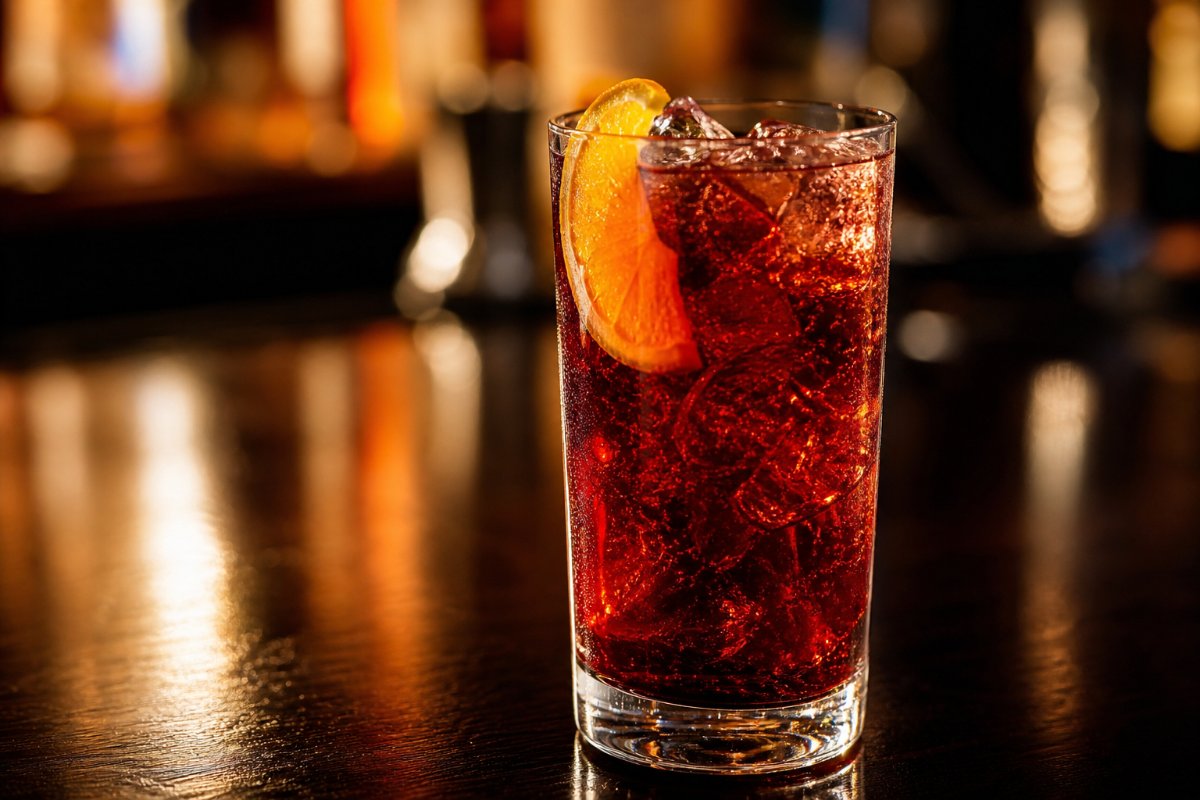 Americano cocktail - other-based served in a glass with garnish