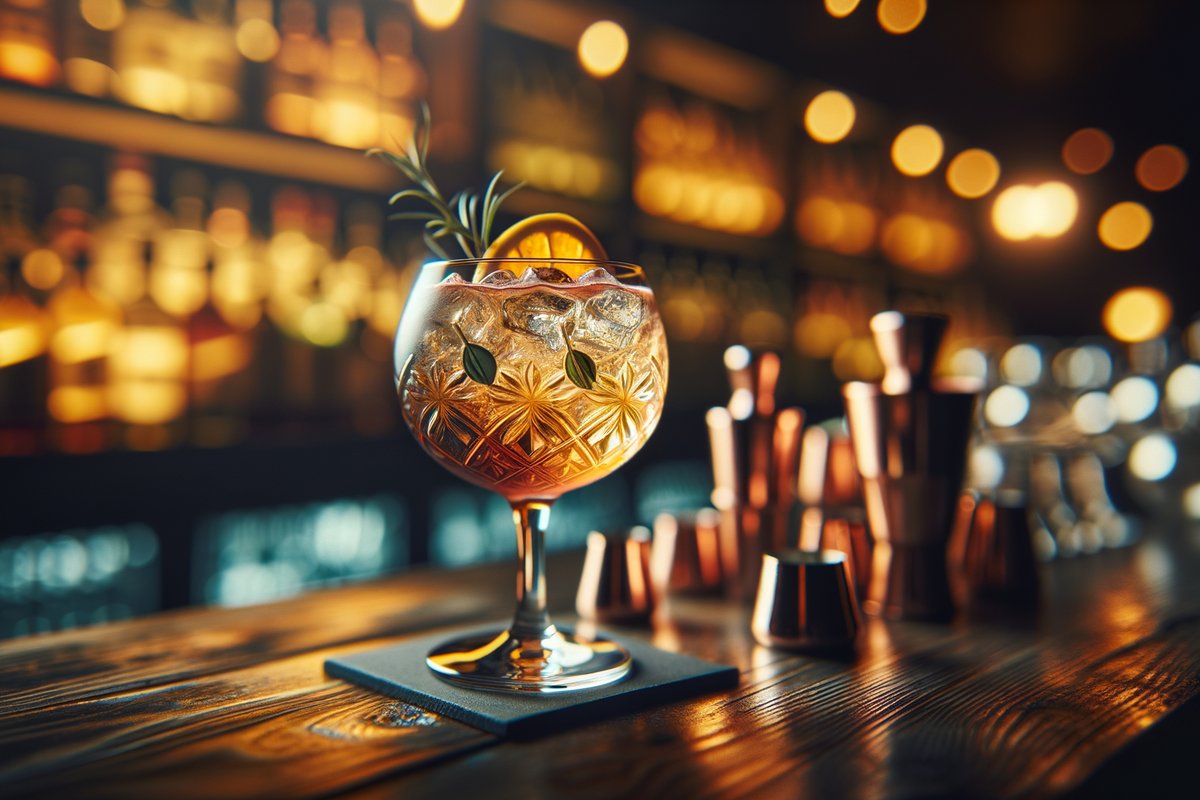 Autumn Garibaldi cocktail - gin-based served in Cordial glass