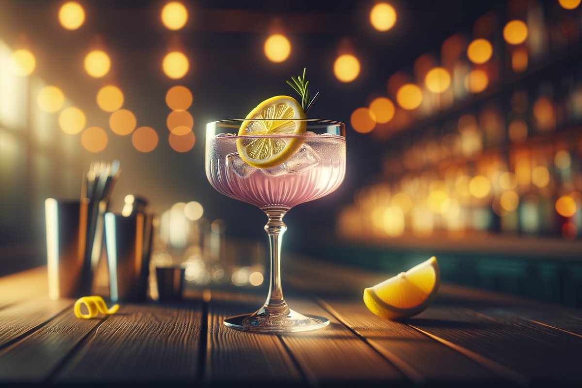 Bee's Knees cocktail - gin-based served in coupe glass with lemon twist