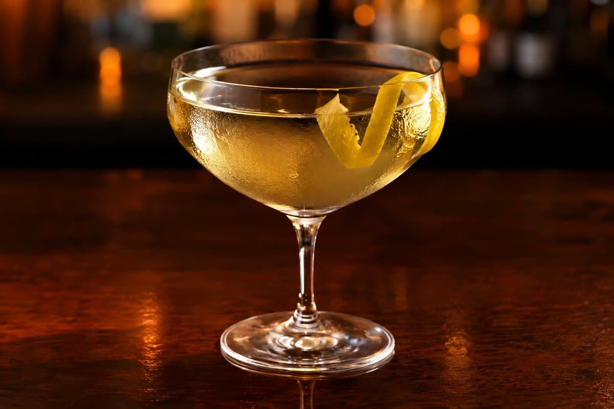 Between the Sheets cocktail - brandy-based served in a glass with garnish