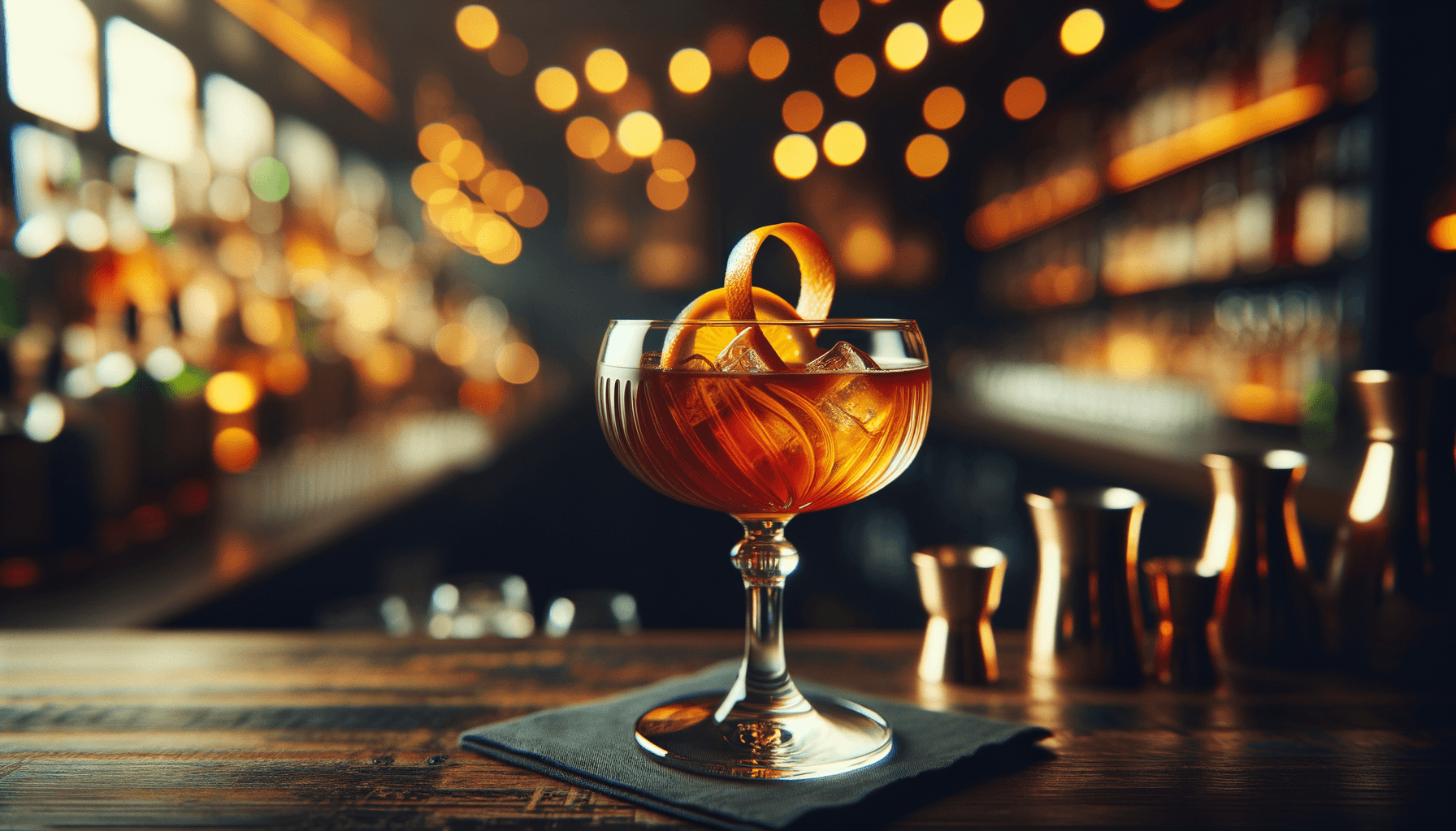 Blood and Sand cocktail - whiskey-based served in coupe glass with orange twist
