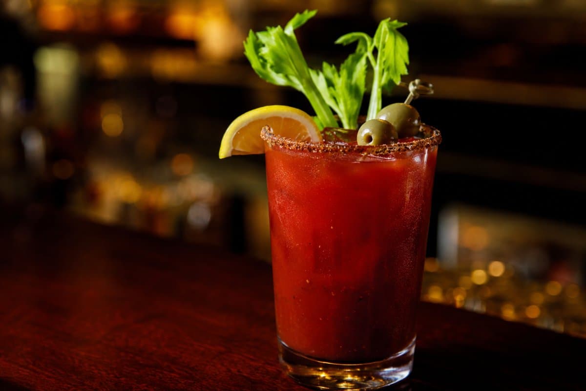 Bloody Mary cocktail - vodka-based served in a glass with garnish