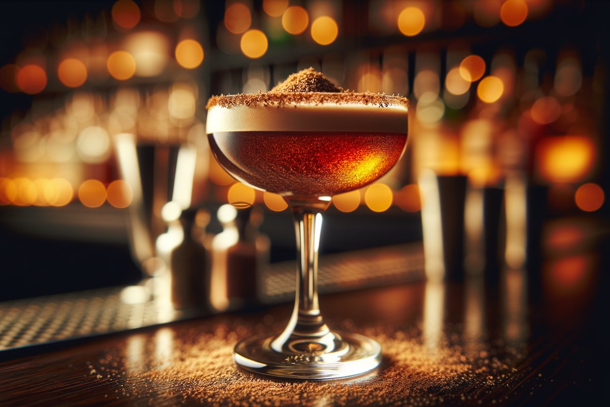 Brandy Alexander cocktail - brandy-based served in coupe glass with grated nutmeg