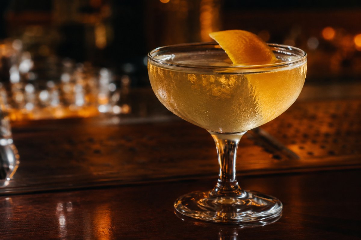Corpse Reviver No. 2 cocktail - gin-based served in a glass with garnish