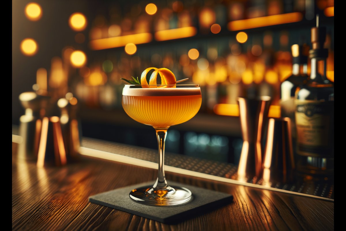 Corpse Reviver No. 2 cocktail - gin-based served in coupe glass with orange peel