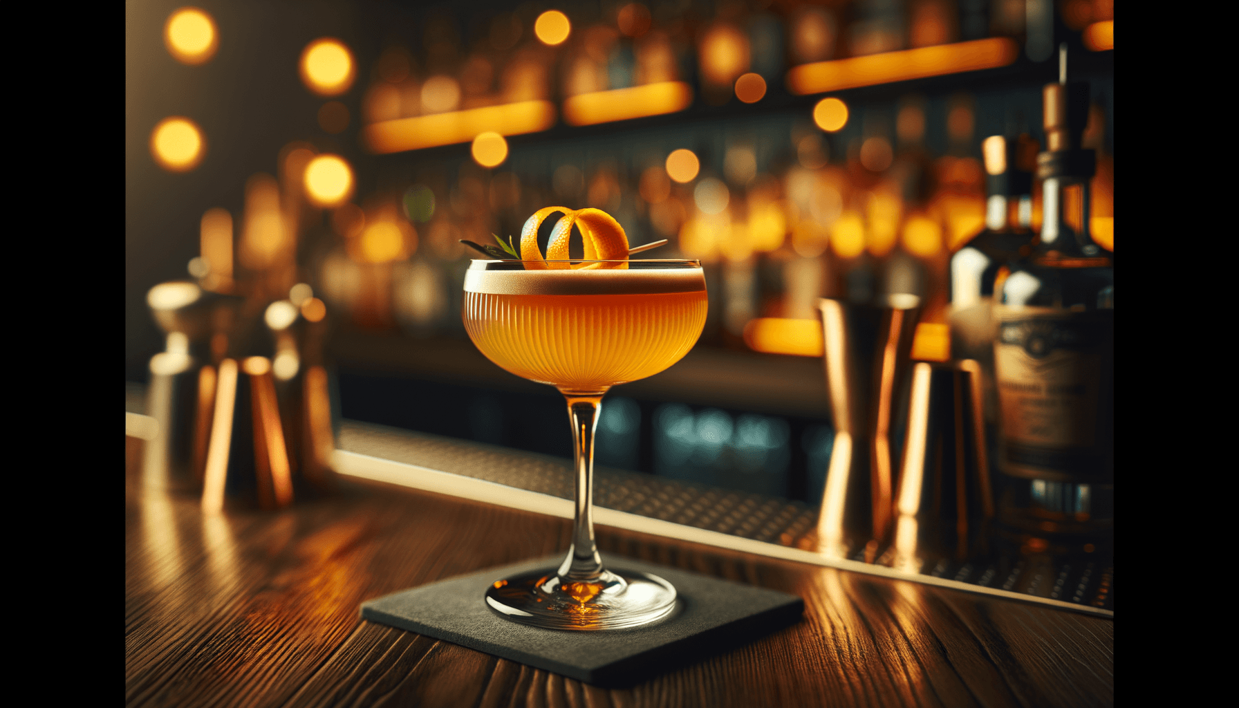 Corpse Reviver No. 2 cocktail - gin-based served in coupe glass with orange peel