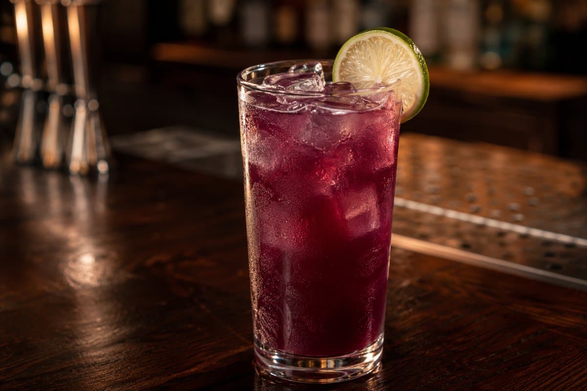 El Diablo cocktail - tequila-based served in a glass with garnish