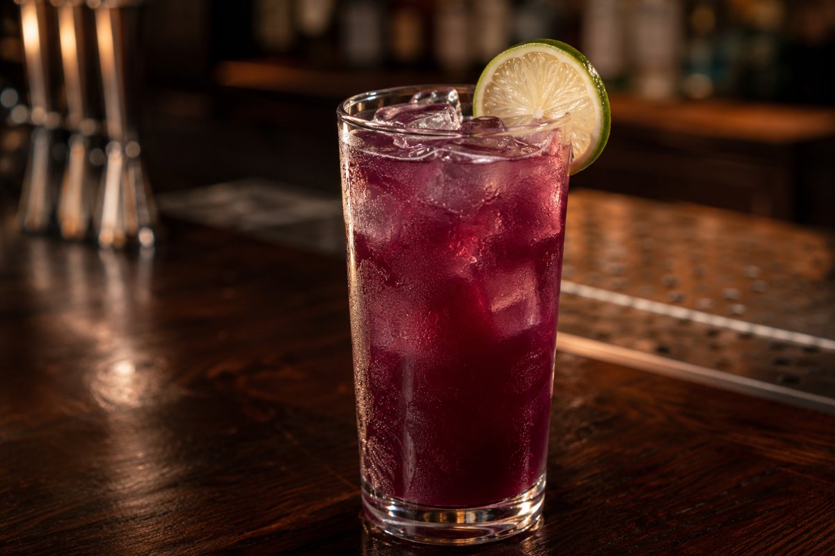 El Diablo cocktail - tequila-based served in a glass with garnish
