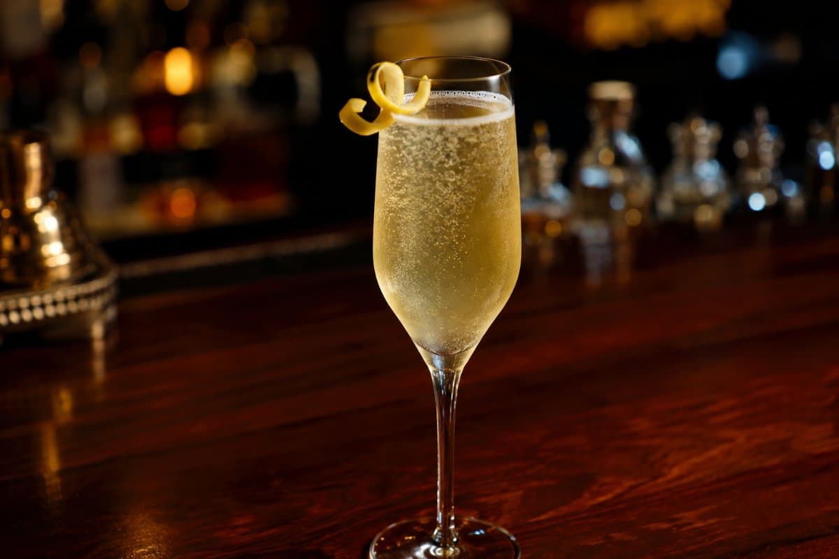 French 75 cocktail - gin-based served in a glass with garnish