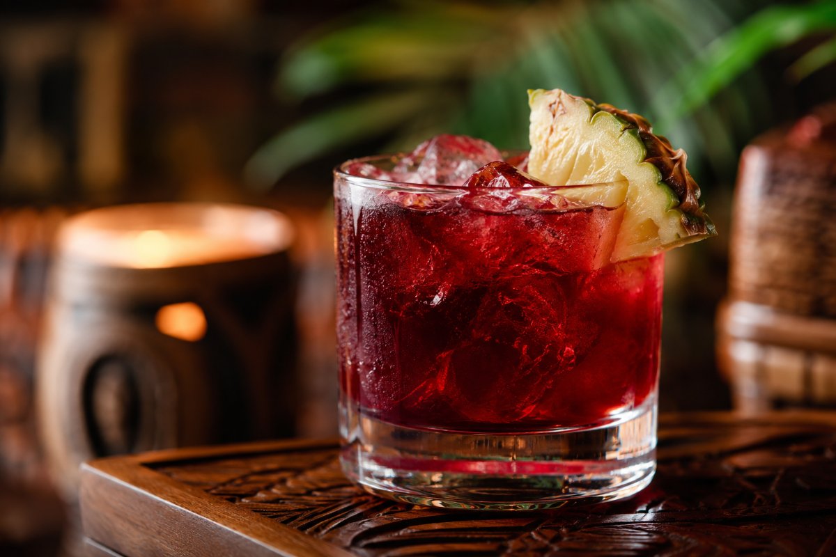 Jungle Bird cocktail - rum-based served in a glass with garnish