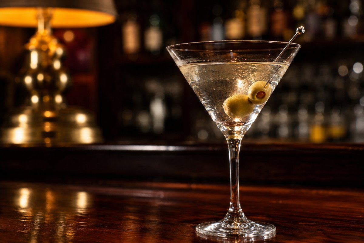 Martini cocktail - gin-based served in a glass with garnish