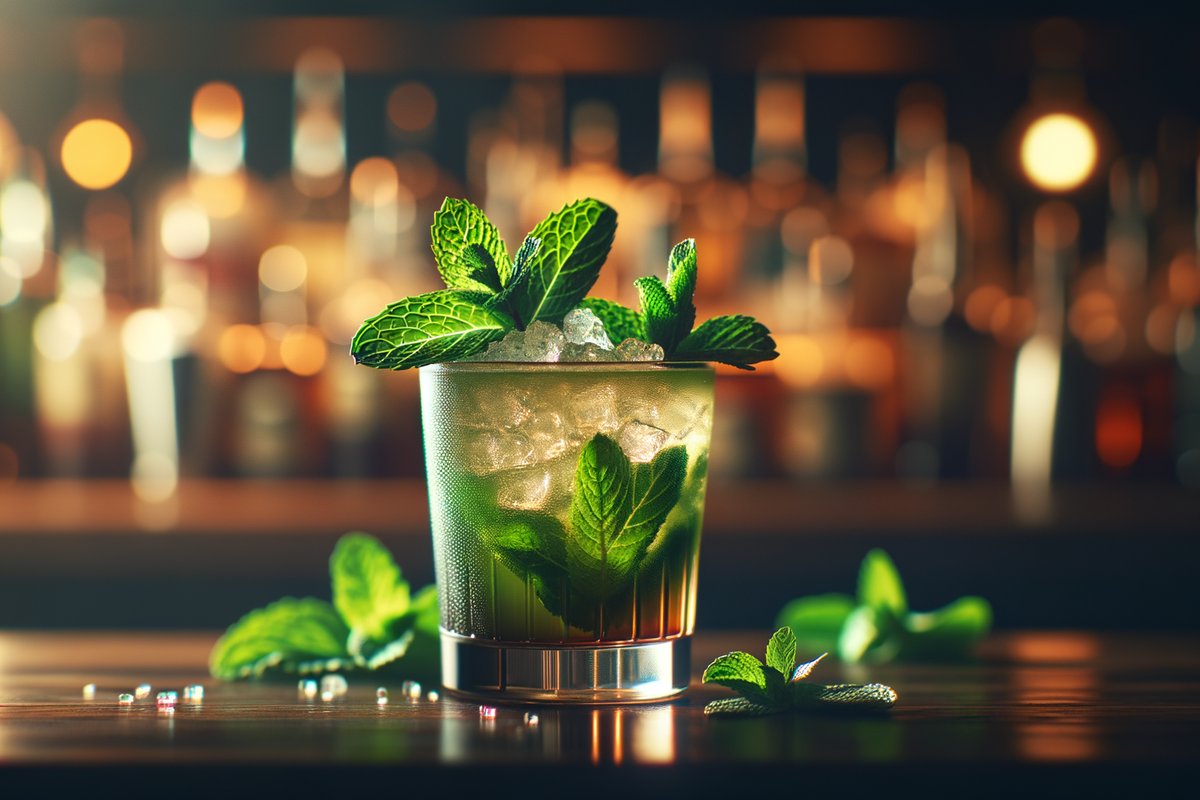 Mint Julep cocktail - whiskey-based served in julep cup with mint sprig