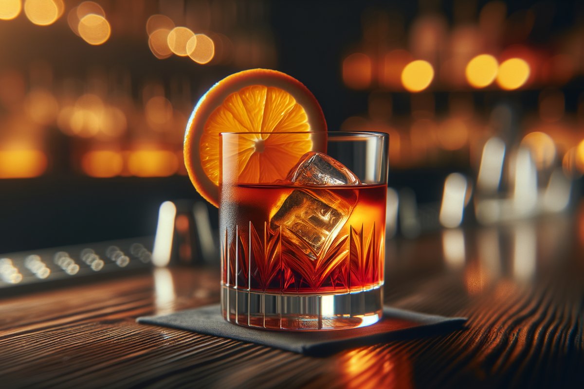 Negroni Sbagliato cocktail - other-based served in Rocks glass with Orange slice