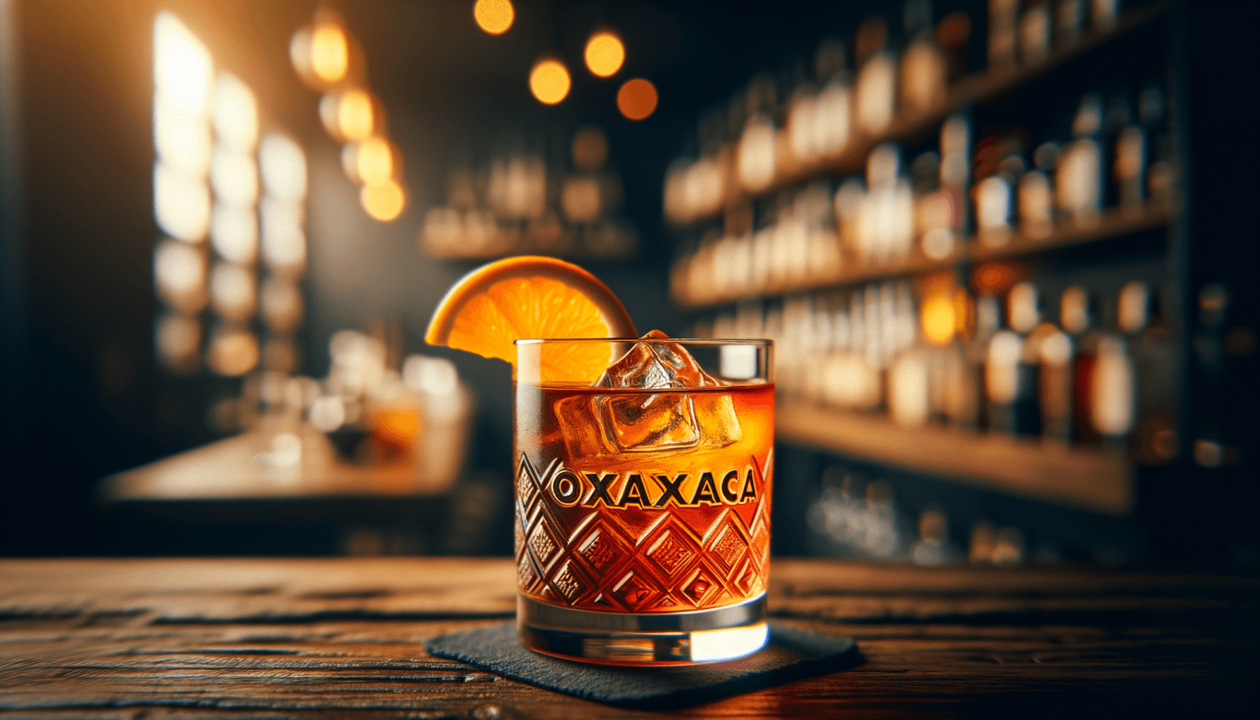 Oaxaca Old Fashioned cocktail - mezcal-based served in rocks glass with orange twist