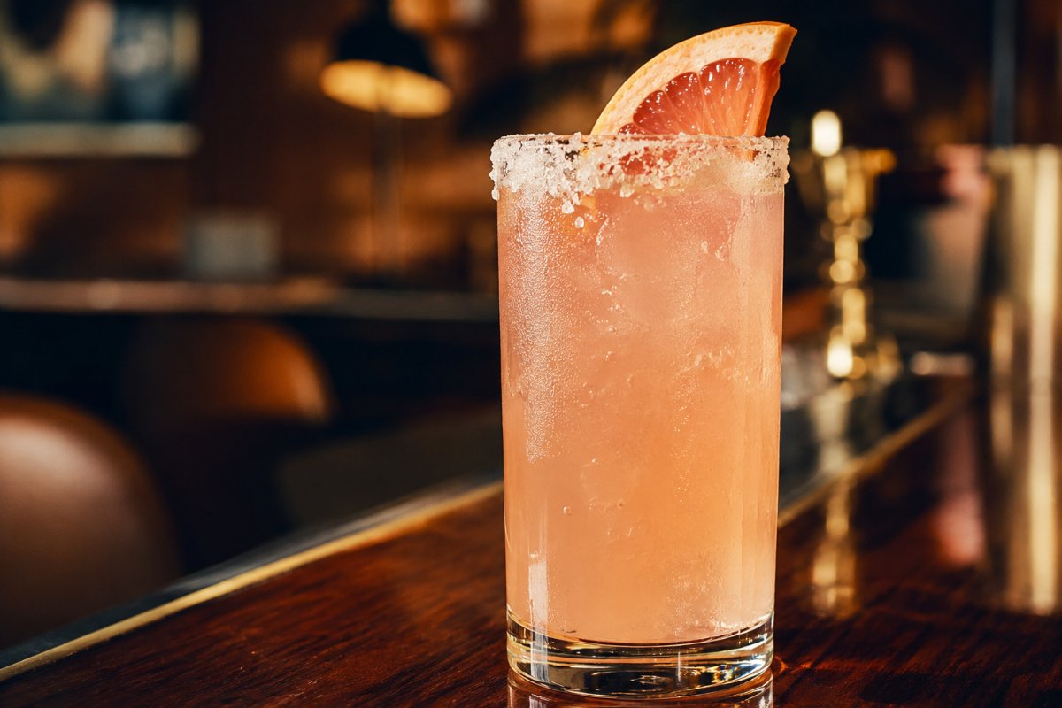 Paloma cocktail - tequila-based served in a glass with garnish