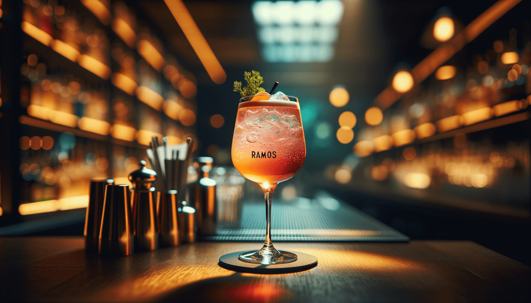 Ramos Gin Fizz cocktail - gin-based served in collins glass with none