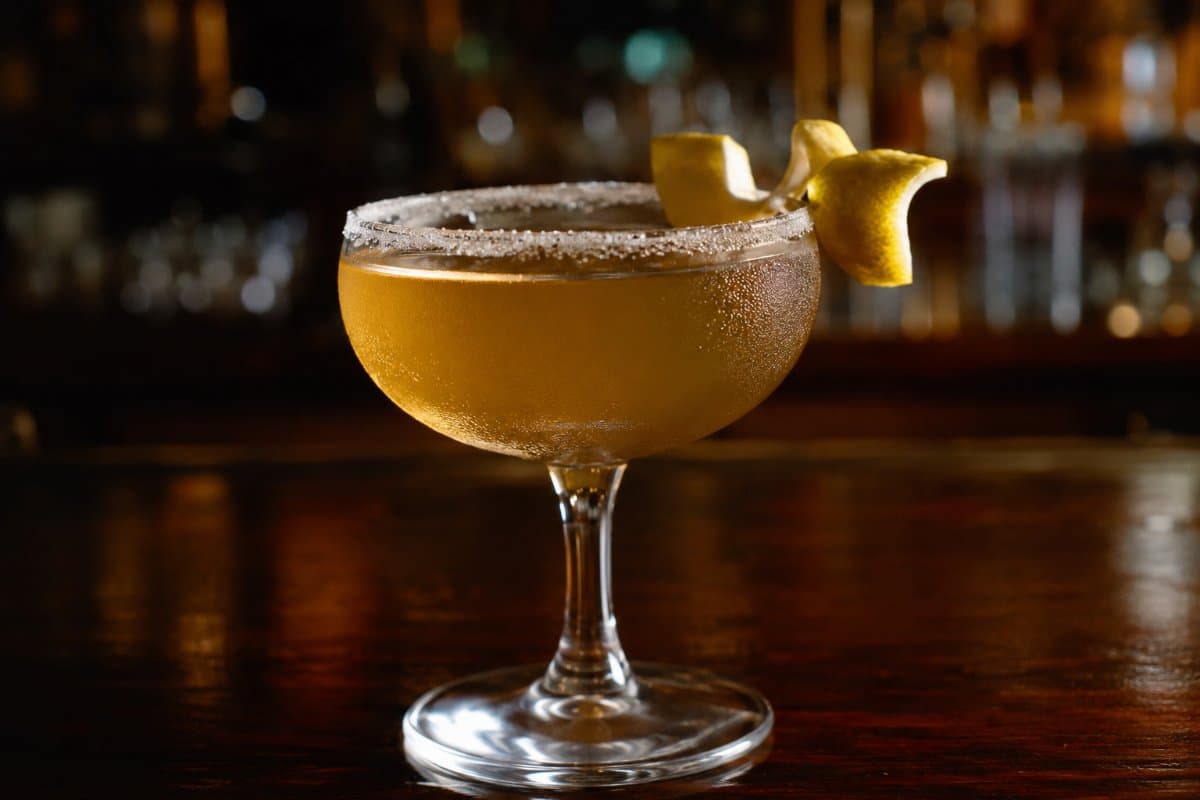 Sidecar cocktail - brandy-based served in a glass with garnish