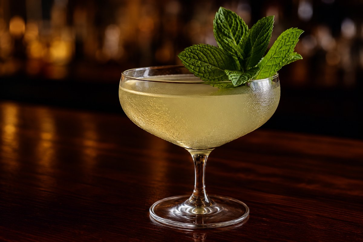 Southside cocktail - gin-based served in a glass with garnish
