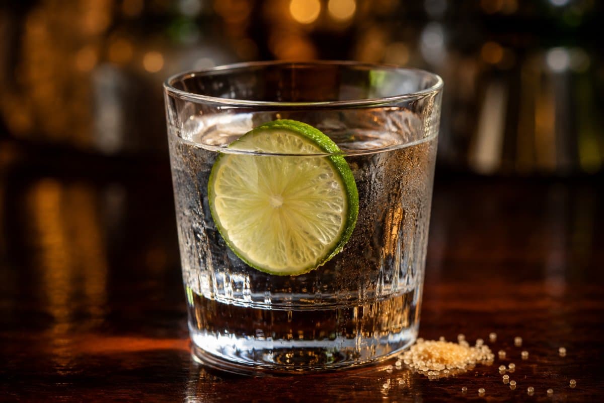 Ti' Punch cocktail - rum-based served in a glass with garnish