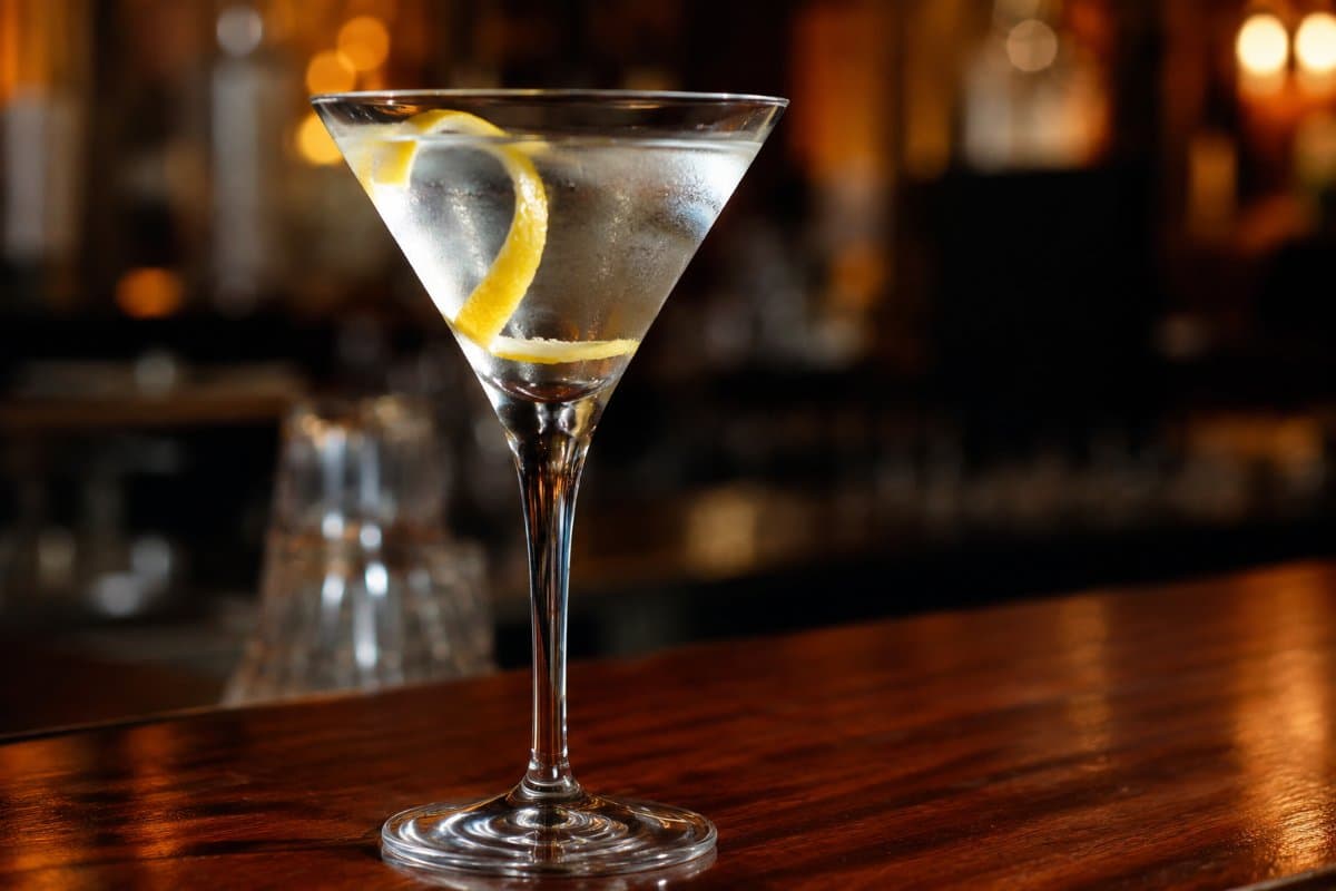 Vesper cocktail - gin-based served in a glass with garnish