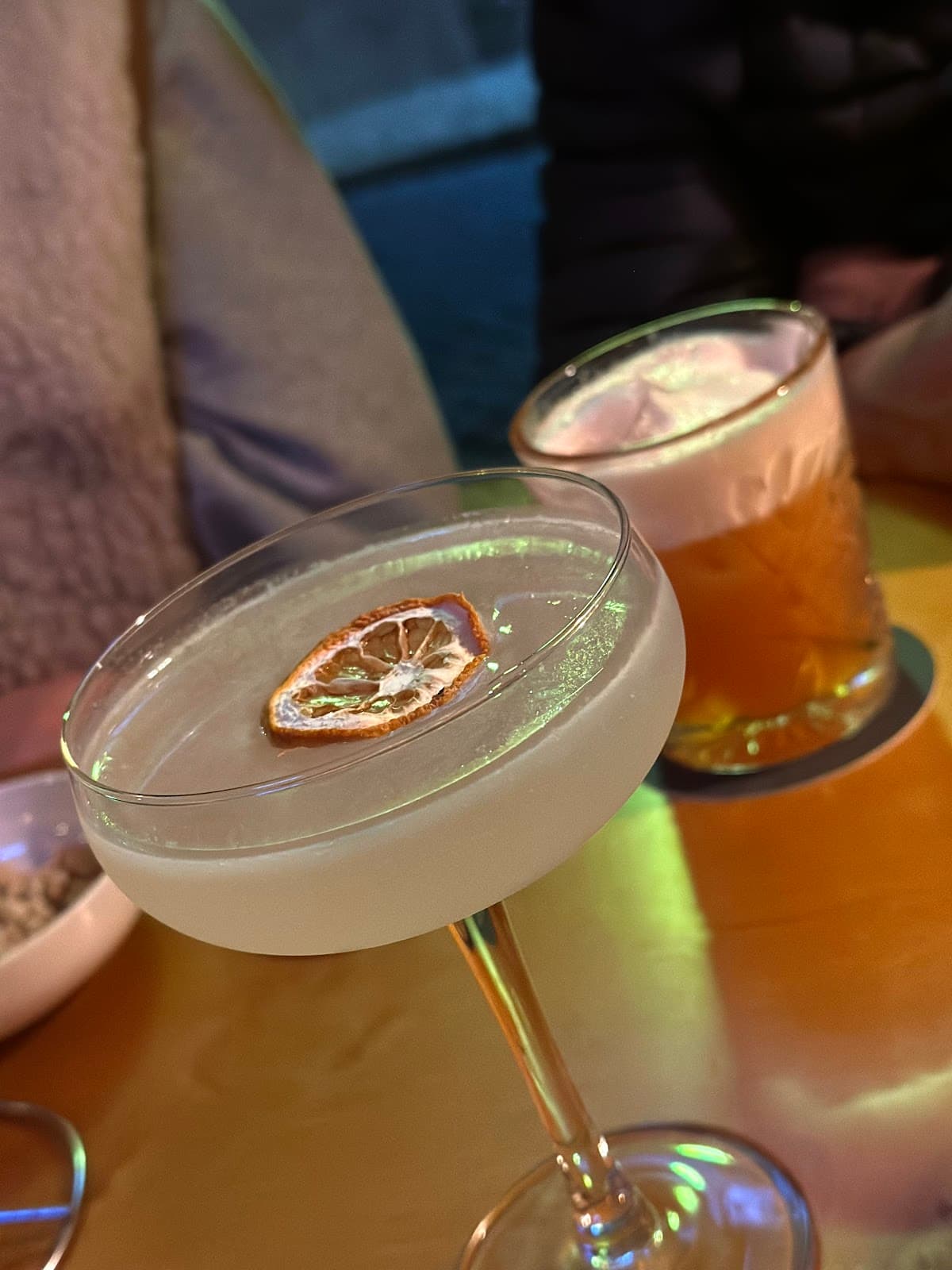 Close-up of cocktails on a table with dried garnish in Lisboa