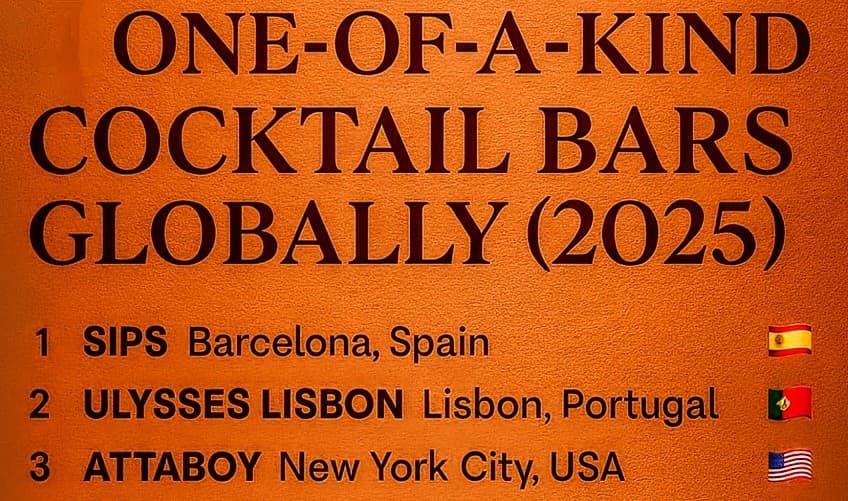 Top cocktail bars list including Sips and Attaboy in Lisboa