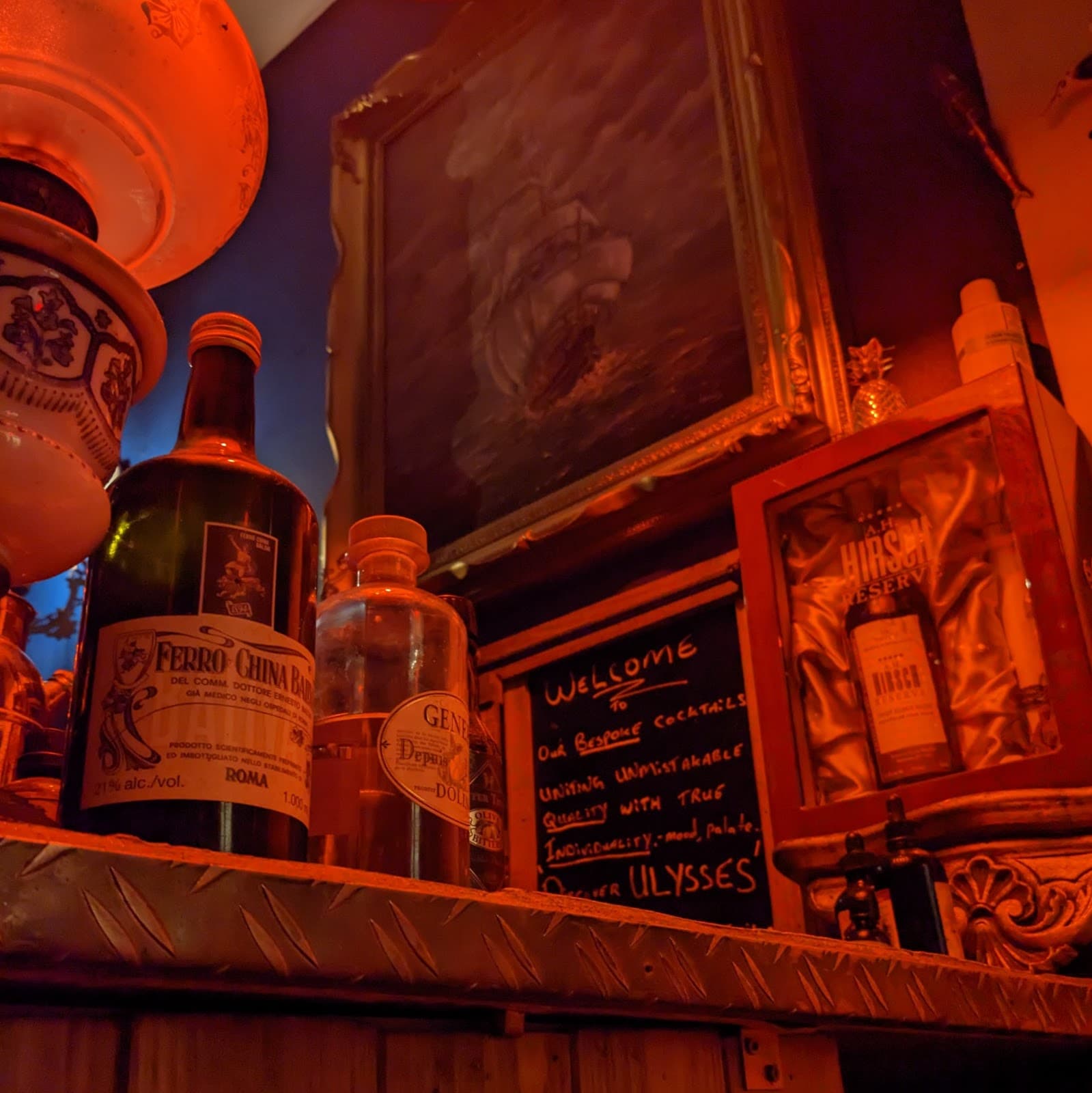 Atmospheric bar with bottles and vintage decor